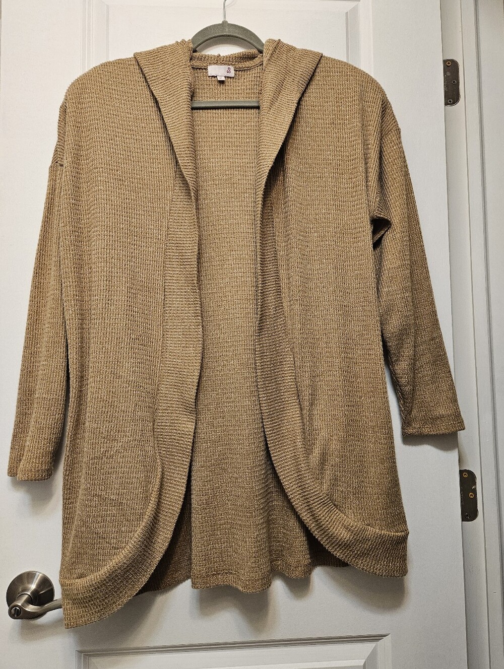 SO Camel Open Front Shawl Collar Cardigan Sweater XL